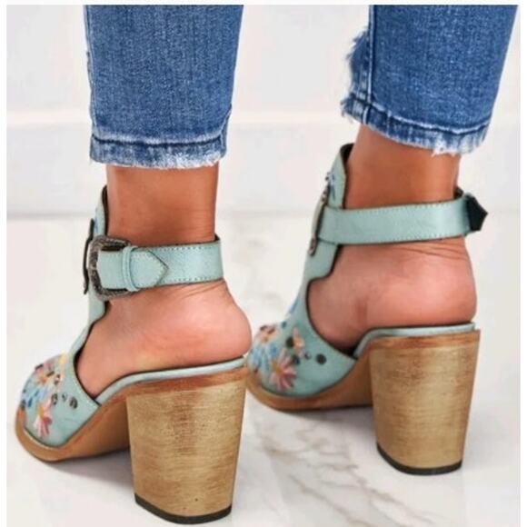 New NWOB Turquoise Floral Booties Size 10 Embroidered Boho Indy - Picture 4 of 15